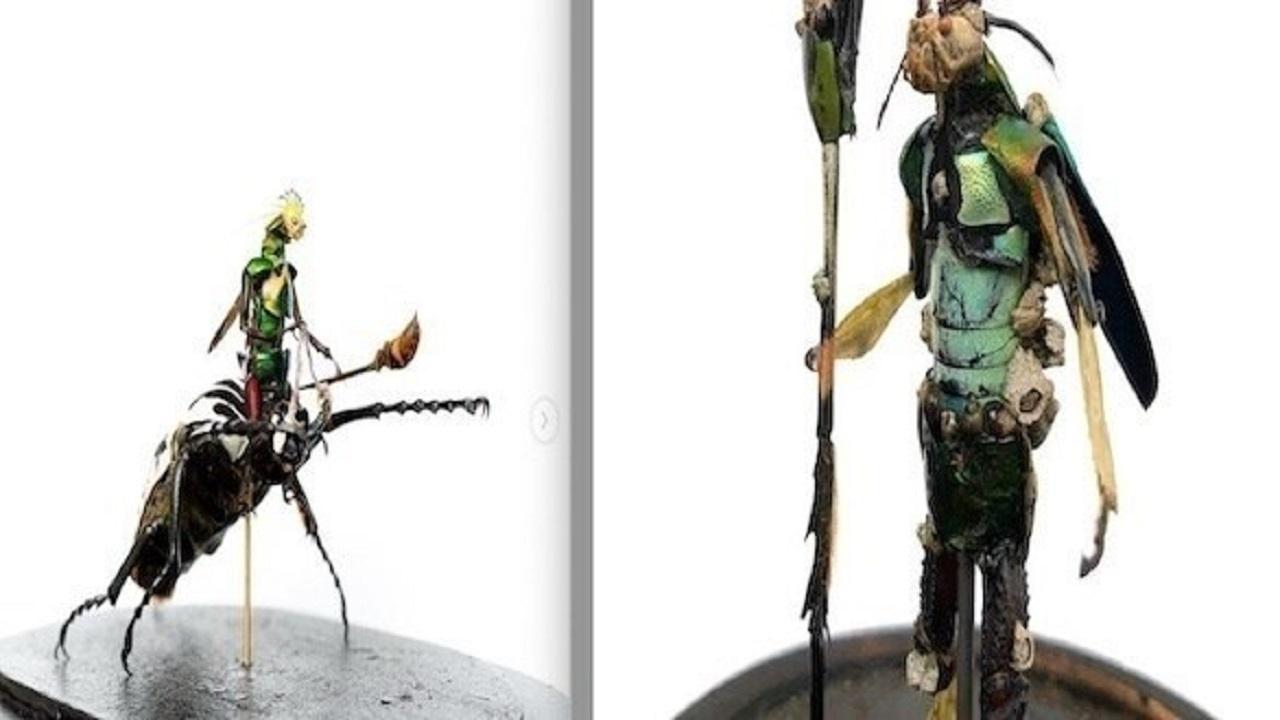 ساخت مجسمه‌های عجیب باحشرات مرده | تصاویری که غیر قابل باور است